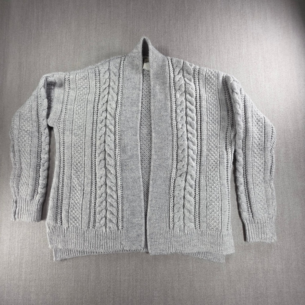 GAP Cardigan Womens XS Heather Grey Cable Knit Open‎ Front Sweater S/352721-01